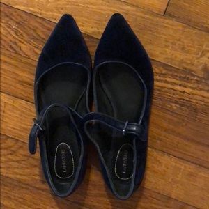 Lands end  midnight blue velvet Mary Janes